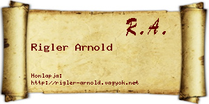 Rigler Arnold névjegykártya